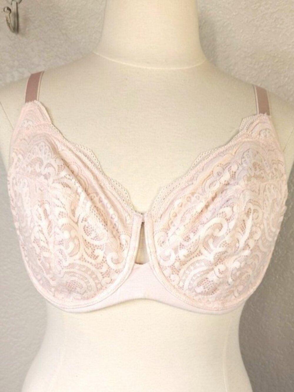 Soma 40DD Bra Modal Lace Full Coverage Unlined Underwired Light Pink